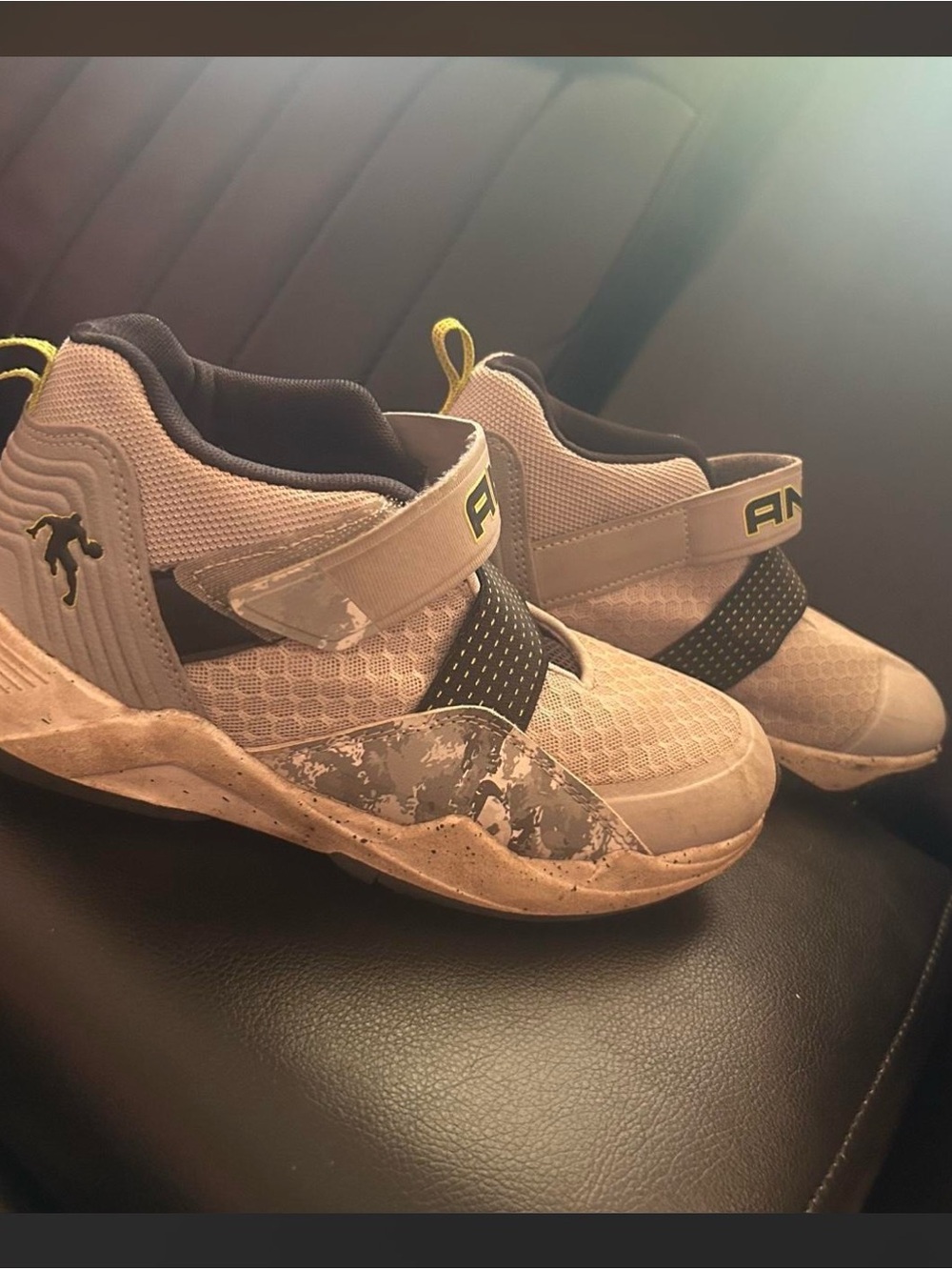 Kids Light Gray Velcro Sneakers with Black Accents